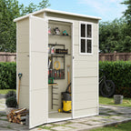 UDPATIO Outdoor Storage Shed 5x3 FT, Resin Garden Shed for Backyard, Patio, Lawn, Grey & White