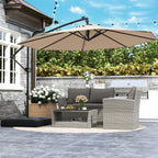 Costway 10 FT Solar Offset Hanging Umbrella Patio Cantilever Umbrella with 32 LED Lights Brown