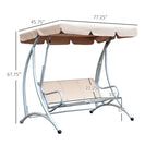 Outsunny 3 Person Patio Swing Seats, Porch Swing with Stand & Adjustable Canopy, Heavy Duty Outdoor Swing Chair Bench for Adults, Black