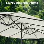 Alpha Joy 15ft Outdoor Patio Umbrella Extra-Large Double-Sided Garden Umbrella with Crank Handle and Base - Smoky Gray