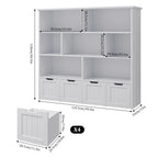Homfa 7 Cube Toy Storage Organizer, Kids Geometric Bookcase and Bookshelf with 4 Drawers, White