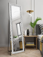 KOHROS 58"x18" Crystal Full Length Standing Floor Mirror Full Body Mirror Silver