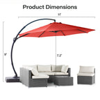 LAUSAINT HOME 11FT Patio Umbrella with Base, Outdoor Deluxe Curvy Cantilever Umbrella for Patio Pool Deck, Champagne