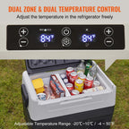 VEVOR 12 Volt Refrigerator, 48QT, Dual Zone Car Fridge Freezer with App Control & Wheels, 12/24V DC & 100-240V AC Electric Compressor Cooler for Car Truck Vehicle RV Boat Outdoor & Home Use