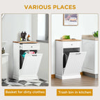 HOMCOM Kitchen Tilt Out Trash Bin Cabinet, Free Standing Recycling Cabinet
