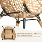 RADIATA 440 lbs Outdoor Egg Chair with Foot Rest & Ottoman, Wicker Patio Egg Chair for Indoor or Garden,Beige