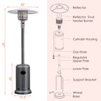 Costway 50000 BTU Propane Patio Heater Standing Steel with Wheels Grey