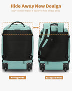 Hynes Eagle 22" Hybrid Carry-On Luggage, Softside Rolling Backpack, Grey