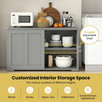 Costway Kitchen Storage Cabinet Sideboard Buffet Cupboard Wood Sliding Door Pantry White