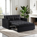 Gewnee 55'' Modern Convertible Velvet Sofa Bed with Pull-Out Twin Bed, Adjustable Backrest for Living Room, Office (Dark Gray)