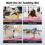 WARMOUNTS Tumbling Mat, 10 ft Inflatable Air Gymnastics Training Mats w/ Electric Pump, 4'' Thick Tumble Track for Home, Gym, Cheerleading, Water, Outdoor