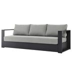 Lounge Sofa Table Set, Grey Gray, Aluminum, Metal, Fabric, Modern Contemporary, Outdoor Patio Balcony Cafe Bistro Garden Furniture Hotel Hospitality