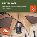 Ozark Trail 2-Room Shower & Utility Tent Combo Includes 5-Gallon Water Container, Easy Setup, Maximum Occupancy Is 2. Khaki Colour.