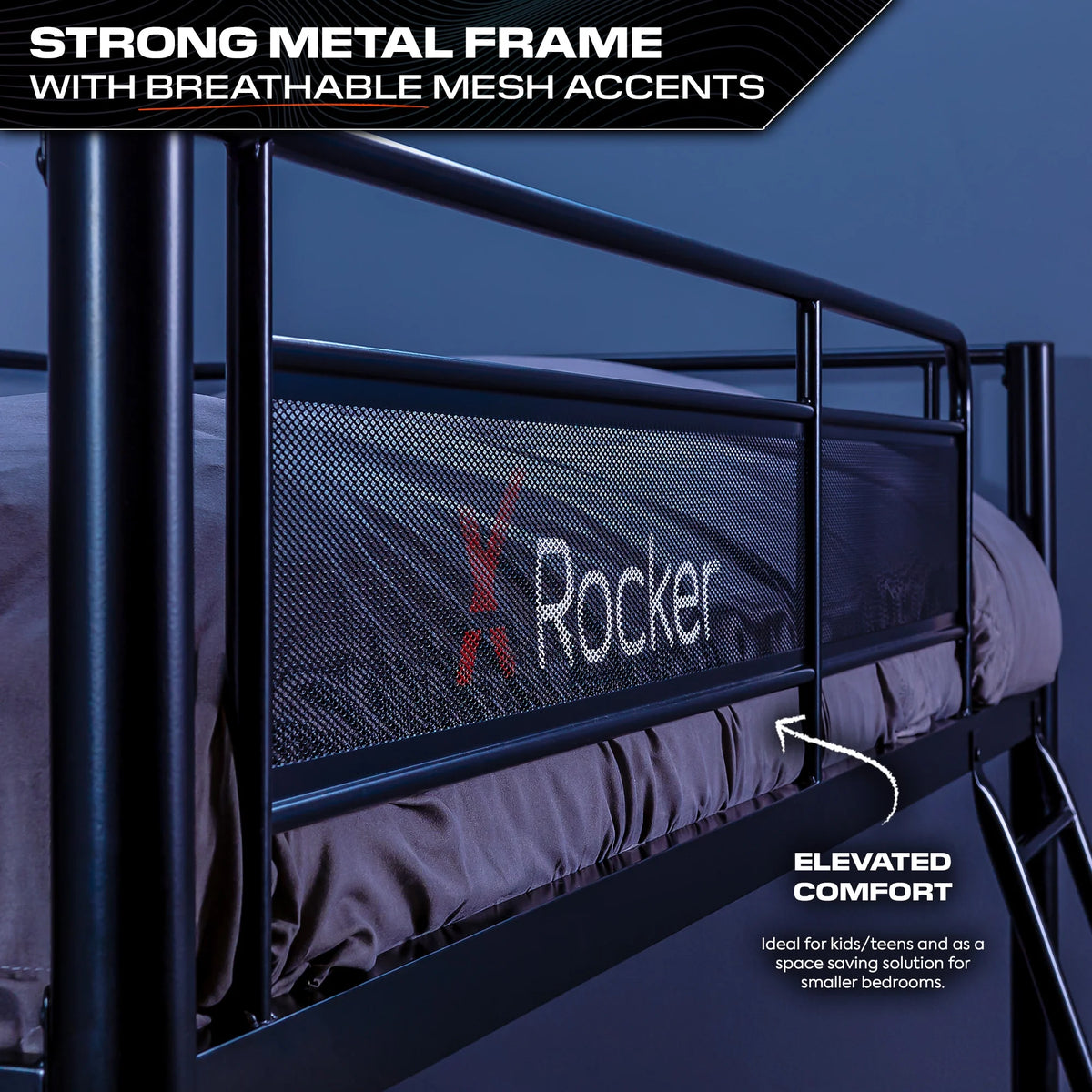 X Rocker HQ Gaming Bunk Bed with LED Lighting, Black, Twin
