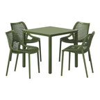 WestinTrends Playa 5-Piece Outdoor Patio Metal Frame Dining Table Set with Stackable Patio Dining Chairs, Olive Green