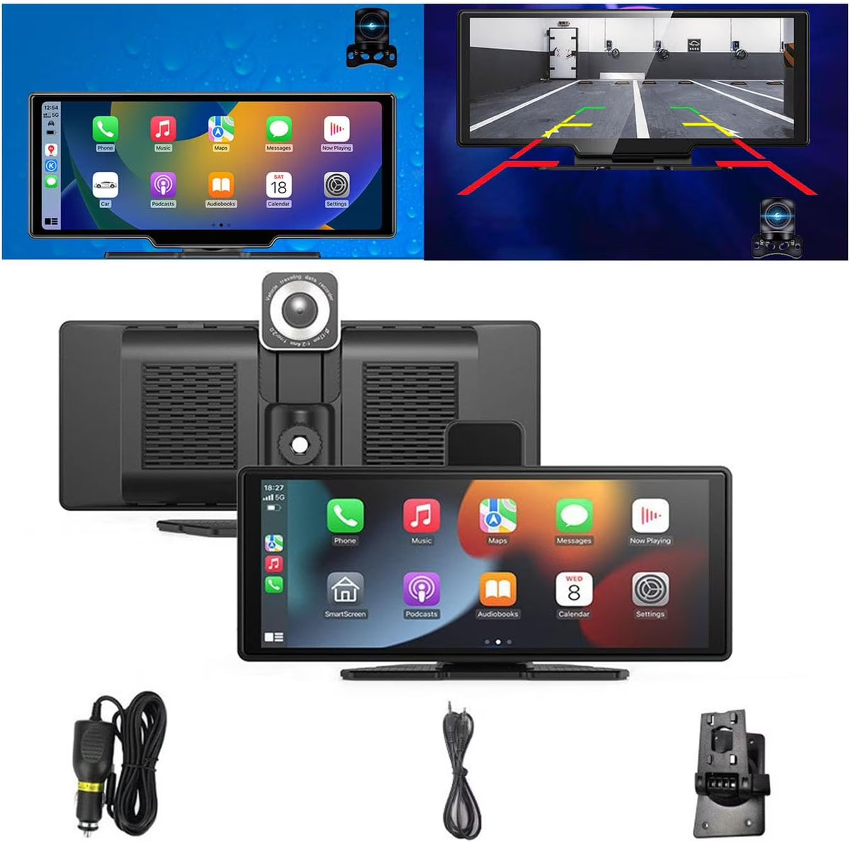 Cartablet Pro Max 2025 Model, 10.26" HD Car Tablet with 4k Dash Cam, Car Tablet Pro Max 2025, 1080p Backup Camera, GPS Navigation/Voice Control (Recorder+Reversing Camera+Screen Projection(128G))