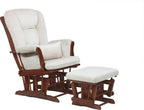 AFG Alice Glider and Ottoman with Pillow. Espresso Finish with Beige Cushions