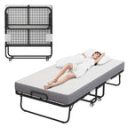 Full Size Folded Bed with Mattress, 75" x 54" Folding Bed, Twin Bed, Rollaway Bed Guest Bed for Adults with Sturdy Frame