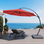 LAUSAINT HOME 11FT Patio Umbrella with Base, Outdoor Deluxe Curvy Cantilever Umbrella for Patio Pool Deck, Champagne