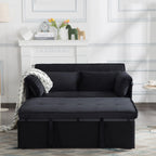 Gewnee 55'' Modern Convertible Velvet Sofa Bed with Pull-Out Twin Bed, Adjustable Backrest for Living Room, Office (Dark Gray)