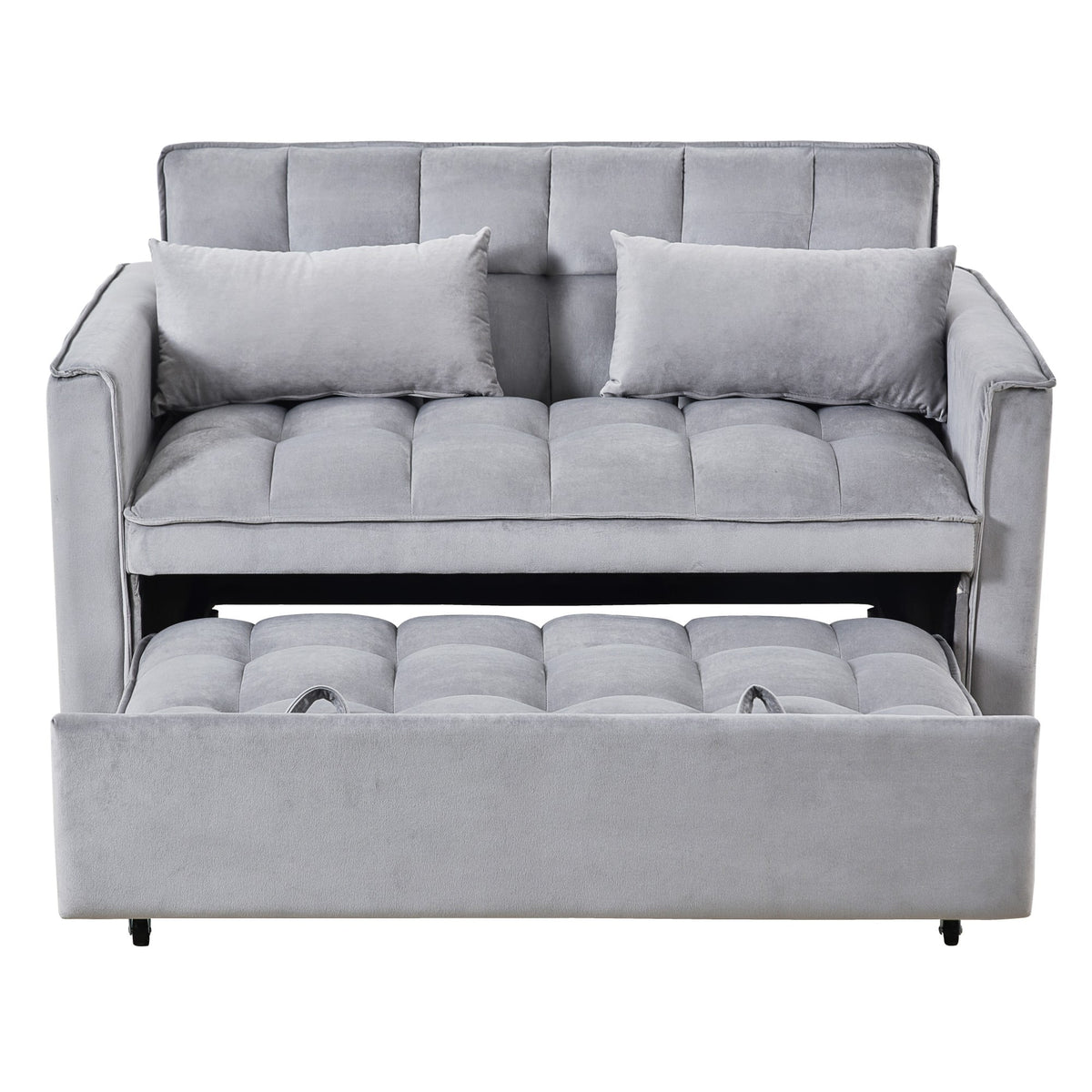 Gewnee 55'' Modern Convertible Velvet Sofa Bed with Pull-Out Twin Bed, Adjustable Backrest for Living Room, Office (Dark Gray)