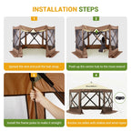 Pop Up Gazebo,Portable Outdoor Camping Canopy Screen Tent With Waterproof 6 Sidewalls&Mosquito Netting,Easy Up Windproof & Waterproof Party Tent For Lawn Garden Backyard,Grey/Brown