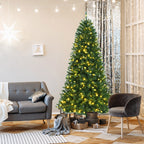 Costway 7ft Pre-lit Hinged Christmas Tree w/ Remote Control & 9 Lighting Modes
