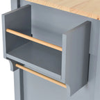 Kitchen Storage Islands&Carts with Solid Wood Top and Locking Wheels, Kitchen Island Cart with 4 Door Cabinet and Two Drawers, Kitchen Cabinets for Kitchen and Dining Room, Green