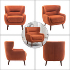 ALEAVIC White Accent Chair Upholstered Armchair with Solid Wood Legs