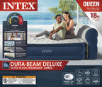 Intex Headboard 18" Queen Dura-Beam Deluxe Raised Air Bed Mattress with Built-in Pump