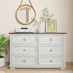 FAGAGA 6 Drawers Dresser for Living Room,Storage Cabinet Wooden Dressers Organizer for Bedroom,White