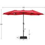 Topeakmart 13ft Patio Parasol Canopy with Crank, Tan