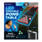 MinnARK Sports LED Portable Pong Table, Folding Party Game Set for Tailgating and Outdoors, 8-Foot Length