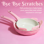 Paris Hilton 10-Piece Ceramic Nonstick Cast Aluminum Cookware Set, Clean Ceramic? Coating, Faceted Pink Design