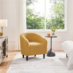 Yaheetech Upholstered Club Chair Accent Barrel Chair, Ivory