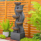 6-Tiered Garden Water Fountains Large Outdoor Fountains and Waterfalls with Light for Patio Yard Porch Pool Decor