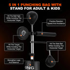 Yeshouse 5-in-1 Freestanding Punching Bag with Stand �?Adjustable Height Boxing Bag for Adults & Kids, Reflex Bar, Speed Bags, Hitting Target, Heavy Kickboxing Bag