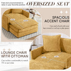 Muumblus Oversized Lounge Chair with Ottoman, Cloud Accent Armchair for Living Room, Beige Chenille