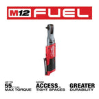M12 FUEL 12V Lithium-Ion Brushless Cordless Stubby 3/8 in. Impact Wrench & 3/8 in. Ratchet with two 3.0 Ah Batteries