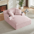 Lovableguy Oversized Chaise Lounge Chair Indoor,Comfy Deep seat Lounge Sofa with Cup Holders and Storage Pockets,Sleeper Sofa Bed for Living Room,Bedroom,No Assembly Required,Cream