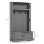HOMCOM Hall Tree, Entryway Bench w/ Coat Rack, Shoe Cabinet, Black