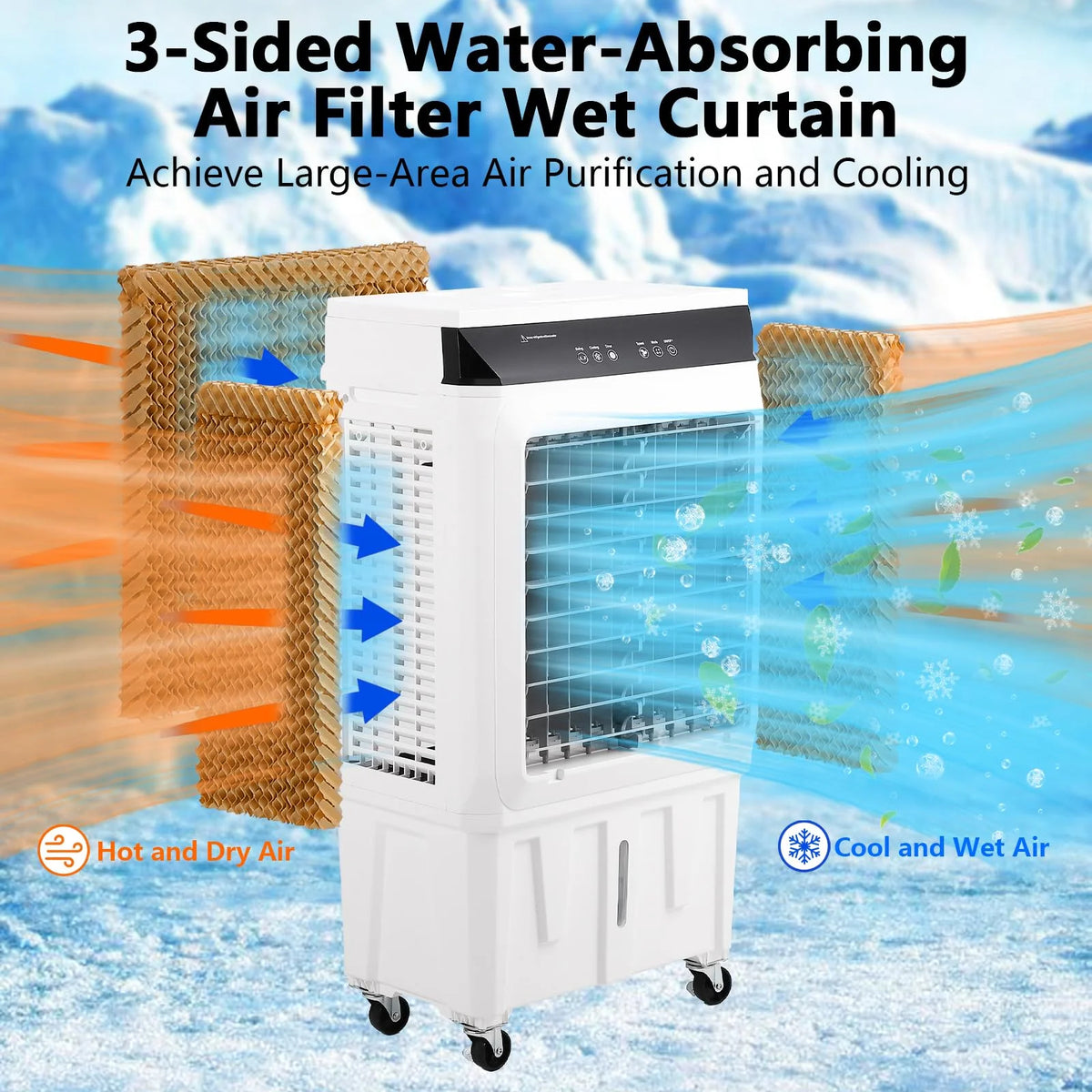 Garvee Air Coolers For Home Quiet,Evaporative Air Cooler 4100 CFM Swamp Cooler Air Conditioner with Remote Control and 4 Ice Packs, 3 Modes & Wind Speeds for Outdoor, Indoor, Garage, 15.8 Gallons