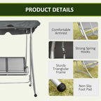 Outsunny 3 Person Patio Swing Seats, Porch Swing with Stand & Adjustable Canopy, Heavy Duty Outdoor Swing Chair Bench for Adults, Black
