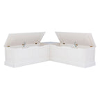 Linon Nook Bench Collection L-Shaped Wood Farmhouse Breakfast Bench with Hidden Storage, White