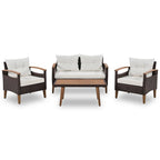Topcobe Patio Seating Set with Cushions, 4-Piece Garden Furniture, Beige