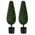 Costway 2 Pack 3FT Artificial Tower Topiary Tree UV Resistant Indoor Outdoor