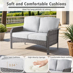 Ovios 5 Pieces Outdoor Patio Furniture Set High Back All Weather Wicker Conversation Set with Swivel Chairs & Coffee Table, Dark Gray
