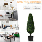 Costway 2 Pack 3FT Artificial Tower Topiary Tree UV Resistant Indoor Outdoor