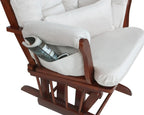 AFG Alice Glider and Ottoman with Pillow. Espresso Finish with Beige Cushions