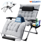 VECUKTY XXL Oversize Zero Gravity Chair - 500lb Capacity, 33-Inch Wide Padded Seat, Folding Travel Recliner for Outdoor / Indoor Use - Patio, Lawn, Black, Portable and Heavy Duty